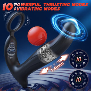 SBD 5 in 1 Thrusting & Vibrating Anal Vibrator Butt Plug with Cock Ring - Sohimi