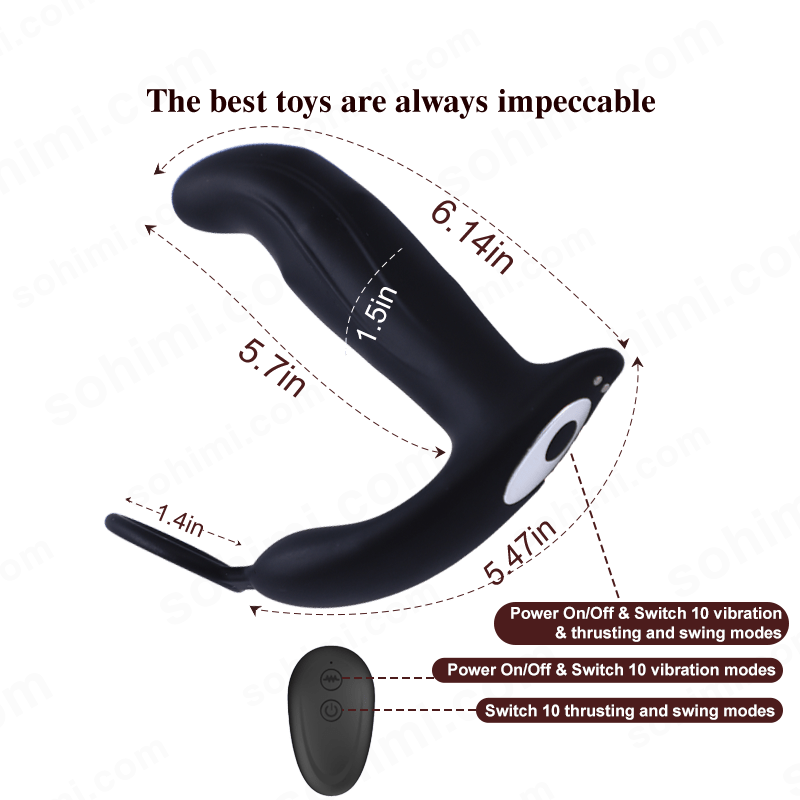 SBD|Thrusting & Vibrating Anal Vibrator Butt Plug with Cock Ring - Sohimi