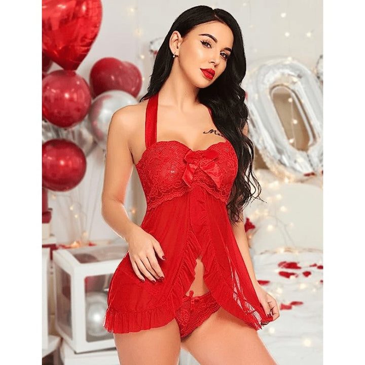 Sexy Lace Pajamas Seductive Cami Split Dress Nightwear - Sohimi