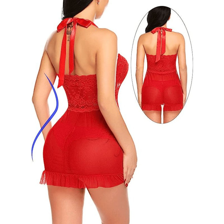 Sexy Lace Pajamas Seductive Cami Split Dress Nightwear - Sohimi