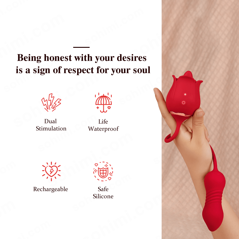 SKYLAR | Clitoral G - Spot Stimulator Rose Toy with Tongue - Sohimi