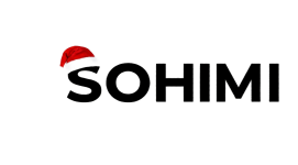 SOHIMI logo with a Santa hat on a transparent background