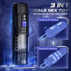 STORM| 3 in 1 Thrusting and Rotating vibrating Male Masturbator Toy - Sohimi