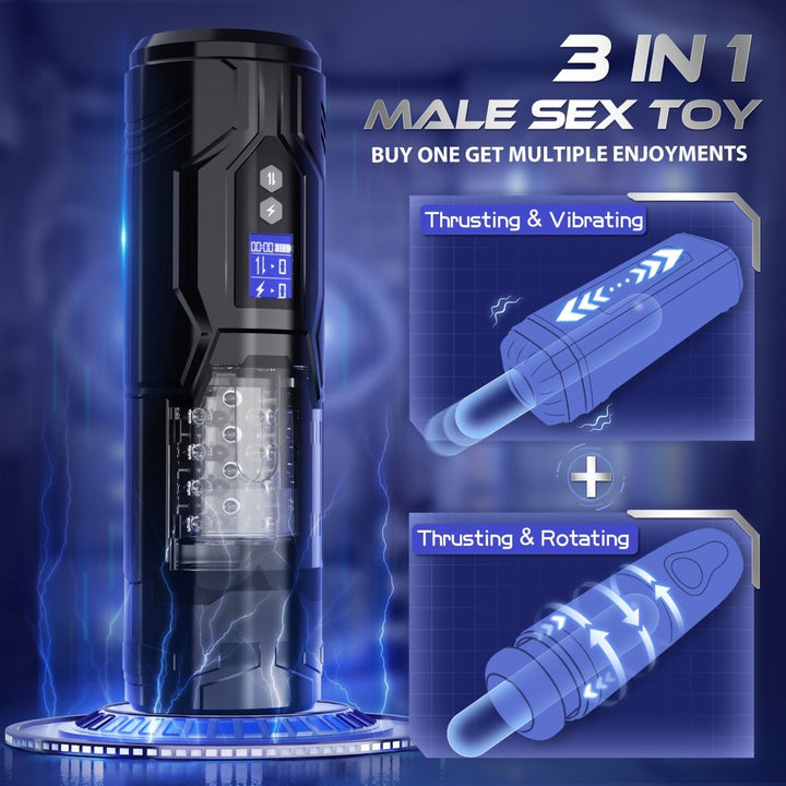 STORM| 3 in 1 Thrusting and Rotating vibrating Male Masturbator Toy - Sohimi