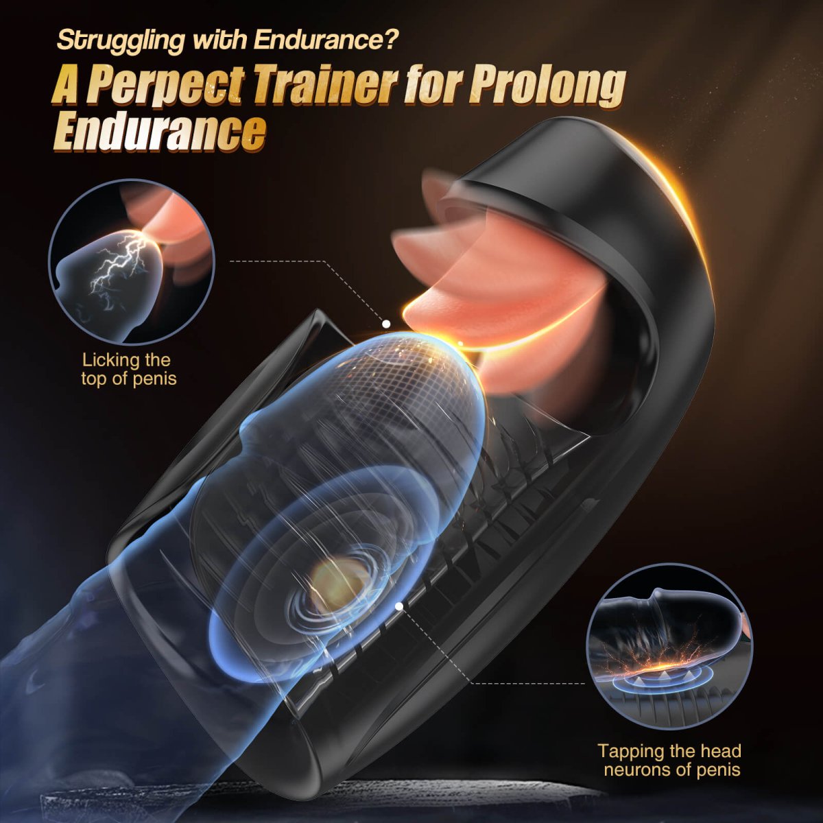 TROI 2 in 1 Tongue Licking and Tapping Penis Trainer Masturbation Toy - Sohimi