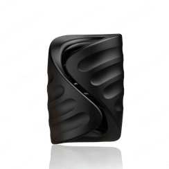 Black penis trainer with 'sohimi.com' branding on a green background