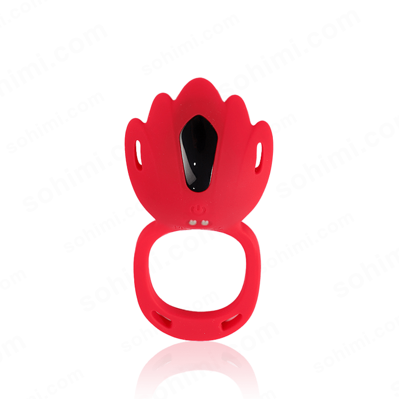 Red penis cock ring on a green background with 'sohimi.com' branding.