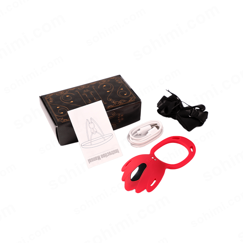 Product set with a red tool, black strap, white cable, and packaging on a green background with 'sohimi.com' branding.