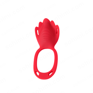 Red silicone ring with textured design on a green background with 'sohimi.com' text.
