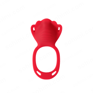 Red silicone ring with a paw design on a green background with 'sohimi.com' text.