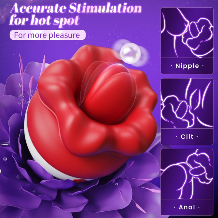 Woman 2 in 1 Clitoirs Oral Licking and vibrating Flower Vibrator - Sohimi