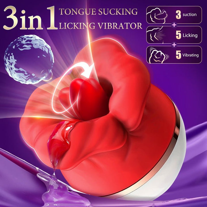 Woman 3 in 1 Sucking and Tongue Licking Clitoral Vibrator Toy - Sohimi