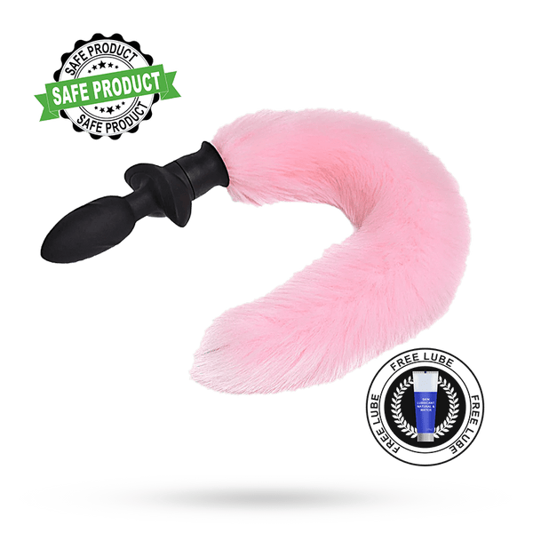 Pink Wagging Fox Tail Anal Vibration Butt Plug
