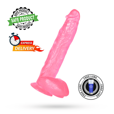11.8in Realistic Huge Thick Pink Transparent Dildo