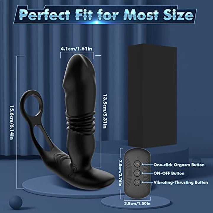 Dual Cock Ring Powerful Thrusting & Vibration Butt Plug