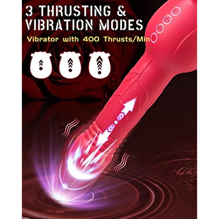 Rose Sucking & Thrusting Clitoral Stimulator with 2 Cups