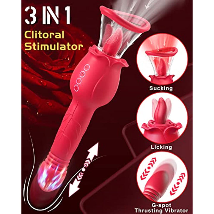 Rose Sucking & Thrusting Clitoral Stimulator with 2 Cups