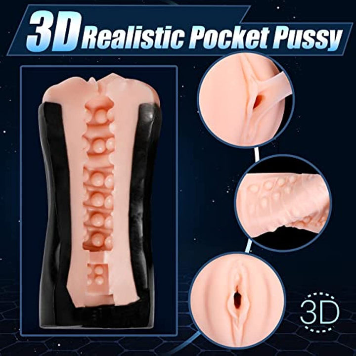 Enlarged Size Realistic Textured Sucking Vibration Stroker
